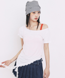 YOUHEE LACE UNBALANCE T-SHIRTS_WHITE