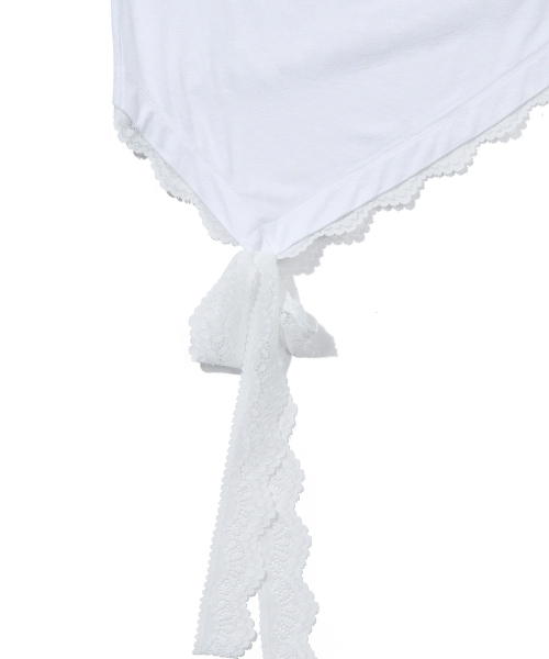 YOUHEE（ユヒ）の「YOUHEE LACE UNBALANCE T-SHIRTS_WHITE（Tシャツ/カットソー・レディース・その他・FREE）」の4枚目の写真