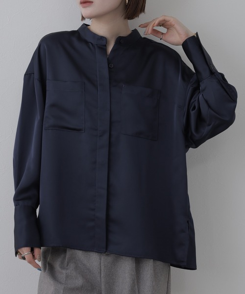 OMNES(オムネス)の「BEAUTIFUL FRIDAY バンドカラーシャツ 長袖(シャツ/ブラウス・レディース・ネイビー・L)」の18枚目の写真