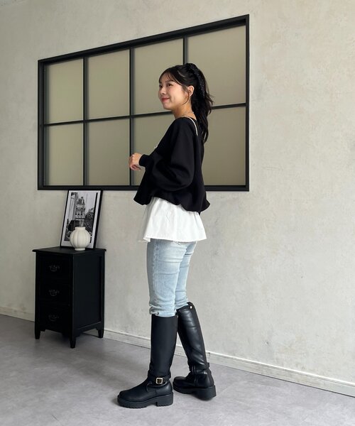 prose verse(プロズヴェール)の「【AOHARU】バルーンスウェット×レイヤードスカート×ブローチセット(スウェット・レディース・グレー/ブラック・MEDIUM/LARGE)」の9枚目の写真