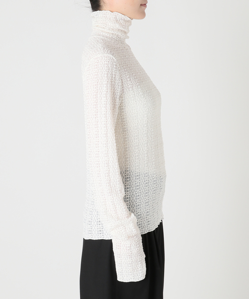 CITYSHOP(シティーショップ)の「STRETCH LACE HIGH NECK TOP:カットソー(Tシャツ/カットソー・レディース・ブラック/ホワイト・FREE)」の12枚目の写真