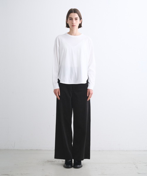 three dots(スリードッツ)の「サンデッドジャージー ルーズロングTシャツ(Tシャツ/カットソー・レディース・ホワイト・SMALL)」の7枚目の写真