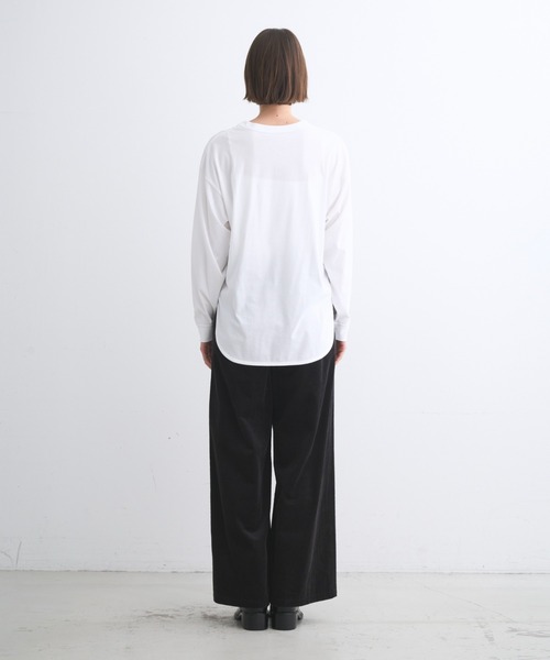 three dots(スリードッツ)の「サンデッドジャージー ルーズロングTシャツ(Tシャツ/カットソー・レディース・ホワイト・SMALL)」の9枚目の写真