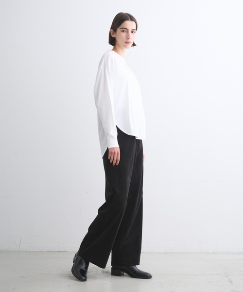 three dots(スリードッツ)の「サンデッドジャージー ルーズロングTシャツ(Tシャツ/カットソー・レディース・ホワイト・SMALL)」の6枚目の写真