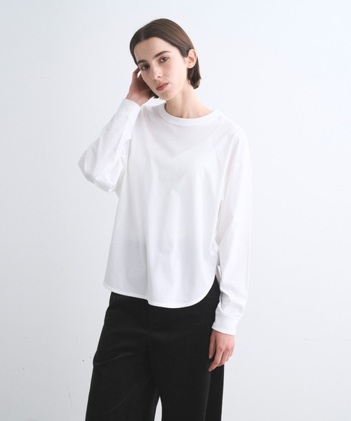 three dots(スリードッツ)の「サンデッドジャージー ルーズロングTシャツ(Tシャツ/カットソー・レディース・ホワイト・SMALL)」の2枚目の写真