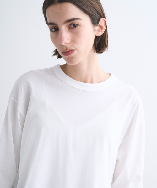 three dots(スリードッツ)の「サンデッドジャージー ルーズロングTシャツ(Tシャツ/カットソー・レディース・ホワイト・SMALL)」の3枚目の写真