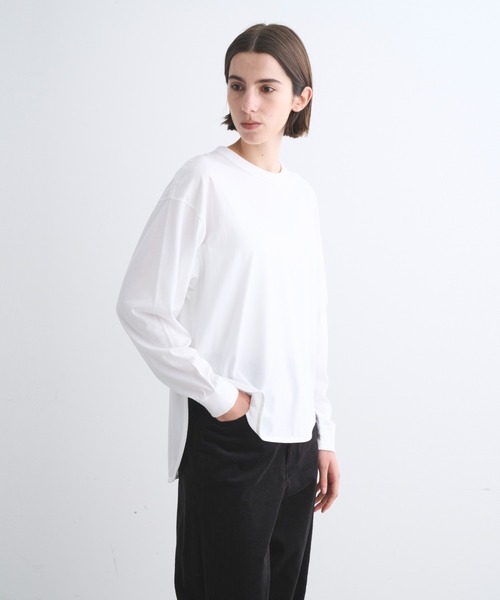 three dots(スリードッツ)の「サンデッドジャージー ルーズロングTシャツ(Tシャツ/カットソー・レディース・ホワイト・SMALL)」の4枚目の写真