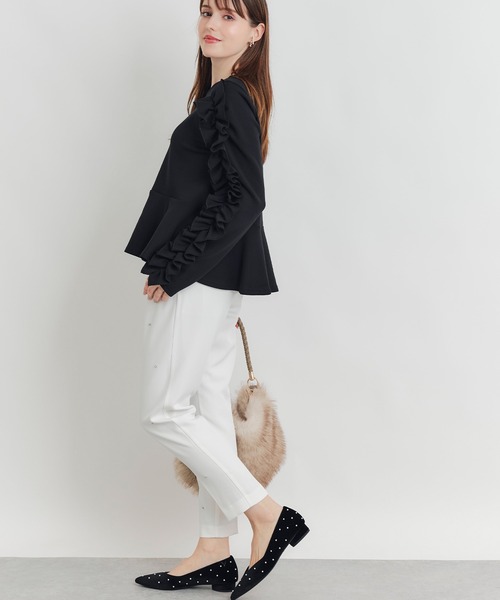 PICCIN PERLA(ピッチンペルラ)の「フリルスリーブペプラムプルオーバー(Tシャツ/カットソー・レディース・ブラック/オフホワイト・M)」の15枚目の写真