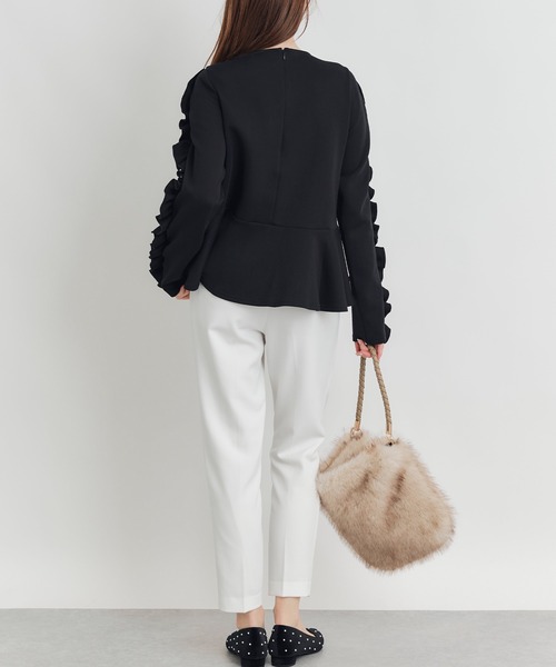 PICCIN PERLA(ピッチンペルラ)の「フリルスリーブペプラムプルオーバー(Tシャツ/カットソー・レディース・ブラック/オフホワイト・M)」の16枚目の写真