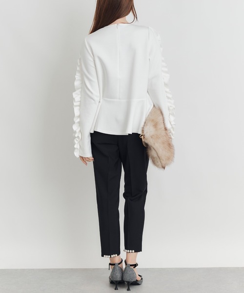 PICCIN PERLA(ピッチンペルラ)の「フリルスリーブペプラムプルオーバー(Tシャツ/カットソー・レディース・ブラック/オフホワイト・M)」の9枚目の写真