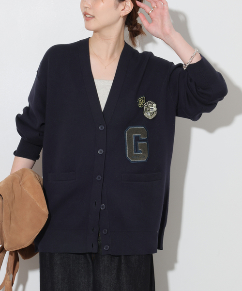 JOURNAL STANDARD relume（ジャーナルスタンダード　レリューム）の「エンブレムバッチ付きサガラ刺繍カーディガン（カーディガン/ボレロ・レディース・ネイビー/グレー・FREE）」の2枚目の写真