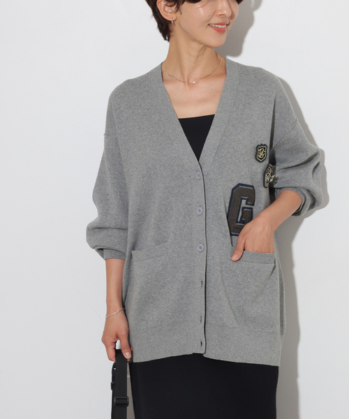 JOURNAL STANDARD relume（ジャーナルスタンダード　レリューム）の「エンブレムバッチ付きサガラ刺繍カーディガン（カーディガン/ボレロ・レディース・ネイビー/グレー・FREE）」の6枚目の写真