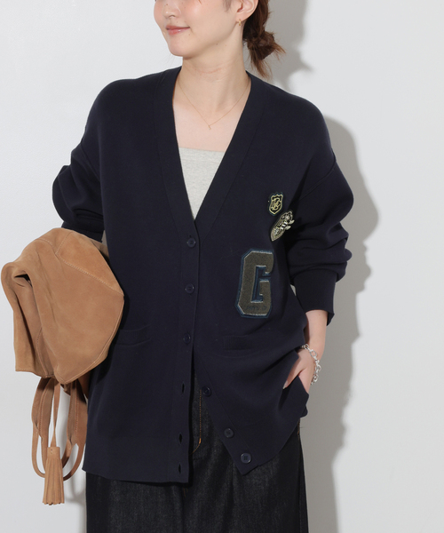 JOURNAL STANDARD relume（ジャーナルスタンダード　レリューム）の「エンブレムバッチ付きサガラ刺繍カーディガン（カーディガン/ボレロ・レディース・ネイビー/グレー・FREE）」の12枚目の写真