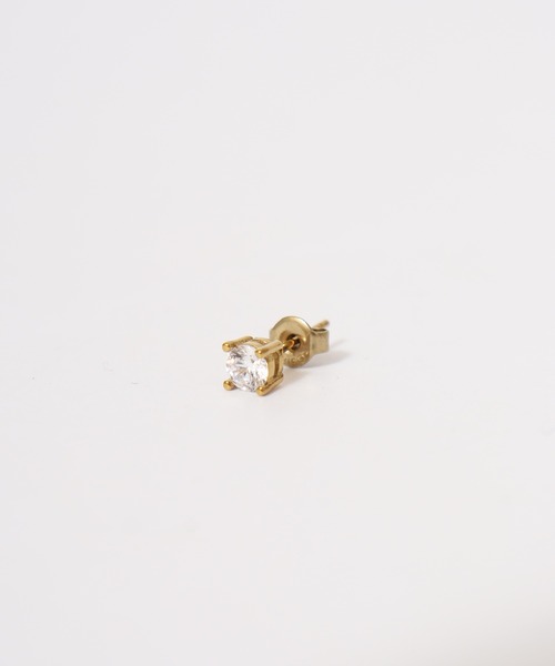 EVER METAL（エバーメタル ever metal EVER METAL）の「EVERMETAL 日本製 サージカルステンレス 316L 金属アレルギー対応 ジルコニア スタッド ピアス（ピアス（片耳用）・メンズ・ブラック系2/ゴールド系3/ブラック系1/ゴールド系1/シルバー系5/シルバー系2/シルバー系3/シルバー系1・FREE）」の18枚目の写真