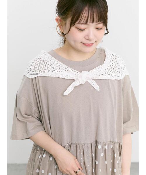 Samansa Mos2(サマンサ モスモス)の「コットンレース編み三角ストール(ストール/ショール・レディース・ブラック/オフホワイト・F)」の4枚目の写真