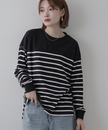 パネルボーダー風長袖Tシャツ