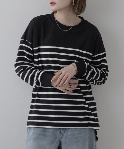 FUNALIVE(ファンアライブ)の「パネルボーダー風長袖Tシャツ(Tシャツ/カットソー・レディース・ブラック系・M~L)」の14枚目の写真
