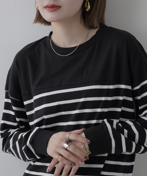 FUNALIVE(ファンアライブ)の「パネルボーダー風長袖Tシャツ(Tシャツ/カットソー・レディース・ブラック系・M~L)」の17枚目の写真