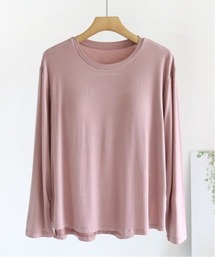 パット付Tシャツ 長袖 ラウンドネック