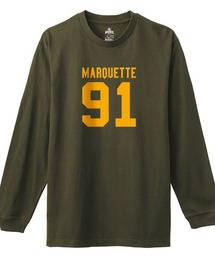 Ol' Basics(オール・ベーシックス) 長袖Tシャツ MARQUETTE ロゴ ナンバリング プリント 袖リブ ロンT トップス カットソー レディース