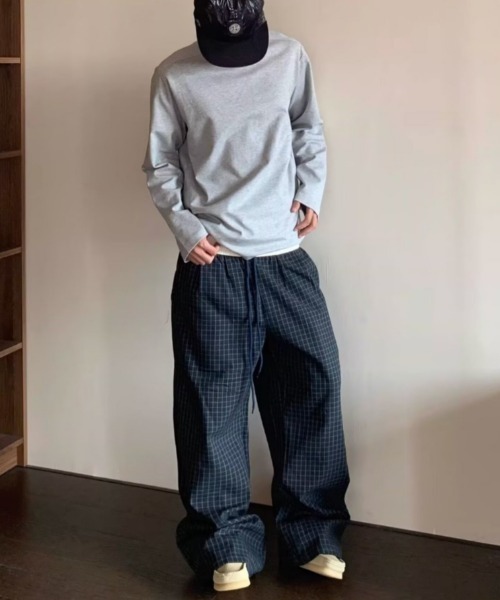link lot（リンクロット）の「【26年秋冬新作アイテム】【ウエストゴム】ウエスト切替チェックイージーパンツ（その他パンツ・メンズ・ブルー・M）」の5枚目の写真