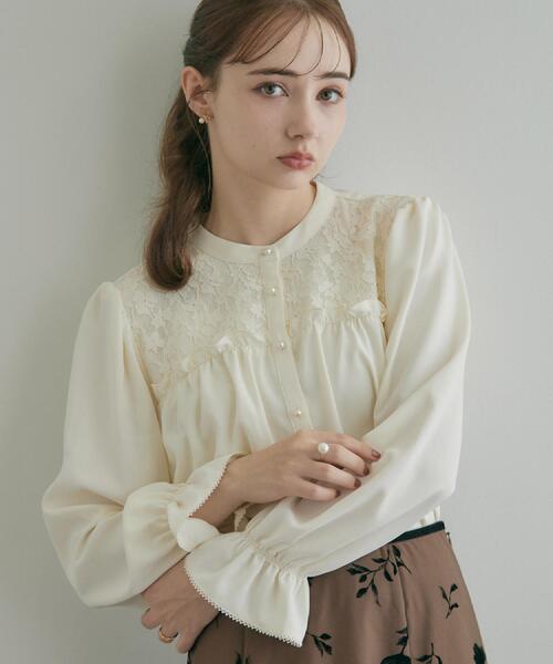 couture brooch(クチュールブローチ)の「【フリルカフスが華やか】レースギャザーブラウス(シャツ/ブラウス・レディース・ピンク系/ブラック/グレー/アイボリー・36/38/42/40)」の13枚目の写真