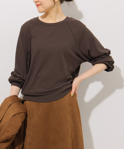 JOURNAL STANDARD relume(ジャーナルスタンダード レリューム)の「強撚コットンフライスロンTEE(Tシャツ/カットソー・レディース・ホワイト/ライトグレー/ブラック/ブラウン・FREE)」の1枚目の写真