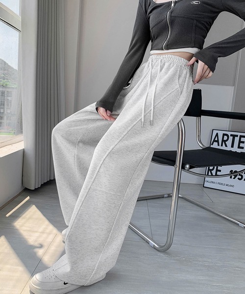 Miniministore(ミニミニストア)の「スウェットパンツウエストゴムワイドパンツ(デニムパンツ・レディース・ダークグレー/グレー/ライトグレー/ブラック・FREE)」の3枚目の写真