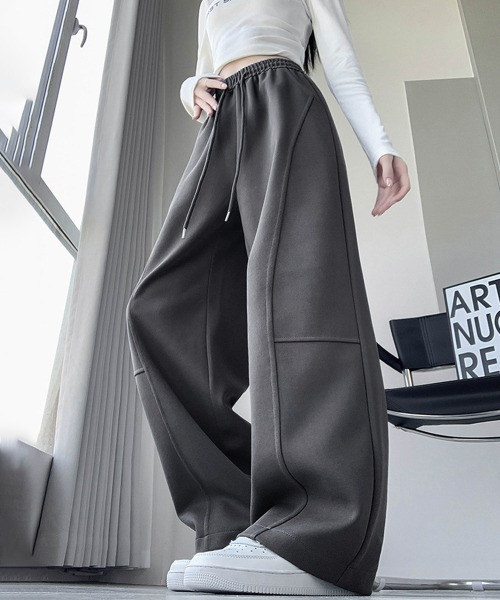 Miniministore(ミニミニストア)の「スウェットパンツウエストゴムワイドパンツ(デニムパンツ・レディース・ダークグレー/グレー/ライトグレー/ブラック・FREE)」の4枚目の写真