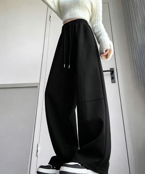Miniministore(ミニミニストア)の「スウェットパンツウエストゴムワイドパンツ(デニムパンツ・レディース・ダークグレー/グレー/ライトグレー/ブラック・FREE)」の2枚目の写真