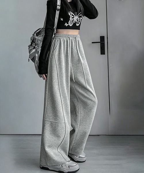 Miniministore(ミニミニストア)の「スウェットパンツウエストゴムワイドパンツ(デニムパンツ・レディース・ダークグレー/グレー/ライトグレー/ブラック・FREE)」の5枚目の写真