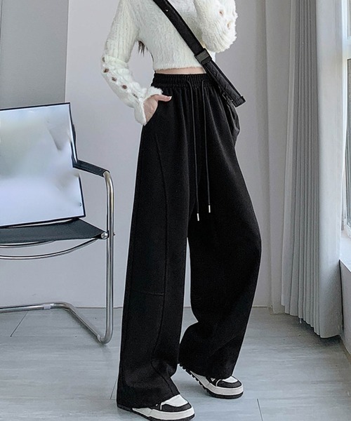 Miniministore(ミニミニストア)の「スウェットパンツウエストゴムワイドパンツ(デニムパンツ・レディース・ダークグレー/グレー/ライトグレー/ブラック・FREE)」の9枚目の写真