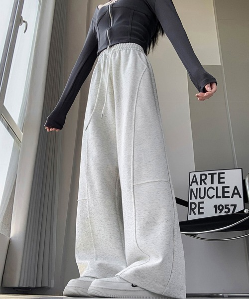 Miniministore(ミニミニストア)の「スウェットパンツウエストゴムワイドパンツ(デニムパンツ・レディース・ダークグレー/グレー/ライトグレー/ブラック・FREE)」の12枚目の写真