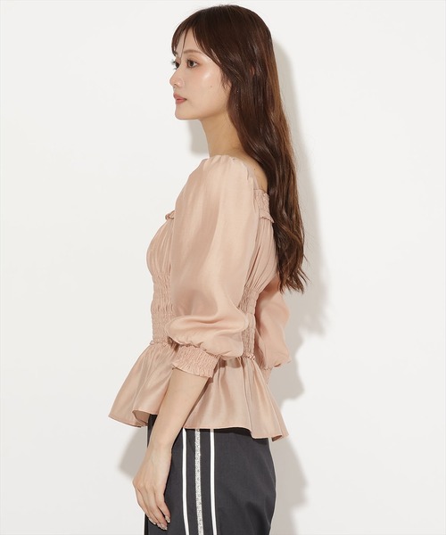 AND COUTURE(アンドクチュール)の「ウエストシャーリング7分袖ブラウス(シャツ/ブラウス・レディース・ホワイト/ブラック/ブラウン/ピンク・FREE)」の18枚目の写真