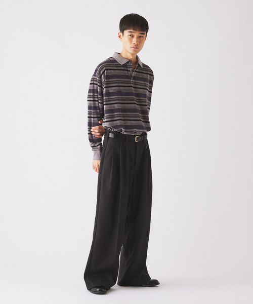 JOURNAL STANDARD relume（ジャーナルスタンダード　レリューム）の「ベロア ボーダー ポロシャツ（ポロシャツ・メンズ・ブラウン/アイボリー/ブラックミックス・MEDIUM/LARGE）」の7枚目の写真