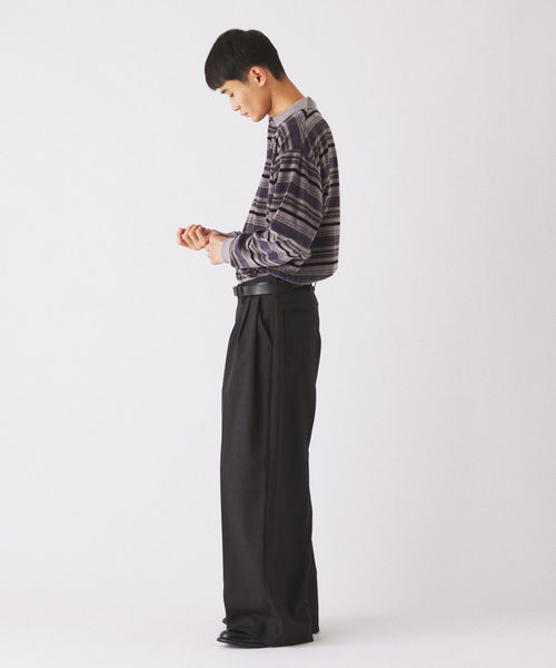 JOURNAL STANDARD relume（ジャーナルスタンダード　レリューム）の「ベロア ボーダー ポロシャツ（ポロシャツ・メンズ・ブラウン/アイボリー/ブラックミックス・MEDIUM/LARGE）」の8枚目の写真
