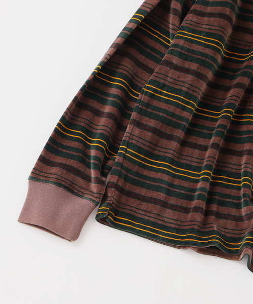 JOURNAL STANDARD relume（ジャーナルスタンダード　レリューム）の「ベロア ボーダー ポロシャツ（ポロシャツ・メンズ・ブラウン/アイボリー/ブラックミックス・MEDIUM/LARGE）」の13枚目の写真