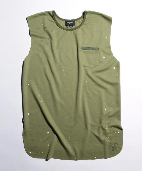 HALFMAN（ハーフマン）の「＜HALFMAN＞ MILL DAMAGE TANK/タンクトップ◆（タンクトップ・メンズ・ホワイト/オリーブ・LARGE/MEDIUM）」の2枚目の写真