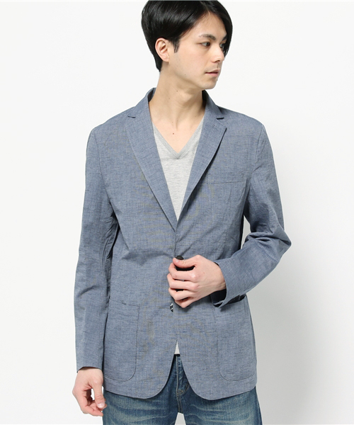 ikka（イッカ）の「GP 綿麻テーラードジャケット      （テーラードジャケット・メンズ・ネイビー/グレー・X-LARGE/LARGE/MEDIUM）」の2枚目の写真