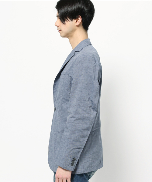 ikka（イッカ）の「GP 綿麻テーラードジャケット      （テーラードジャケット・メンズ・ネイビー/グレー・X-LARGE/LARGE/MEDIUM）」の3枚目の写真