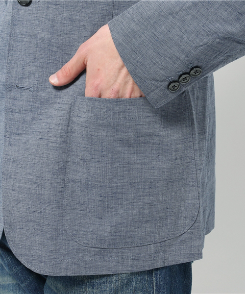 ikka（イッカ）の「GP 綿麻テーラードジャケット      （テーラードジャケット・メンズ・ネイビー/グレー・X-LARGE/LARGE/MEDIUM）」の9枚目の写真