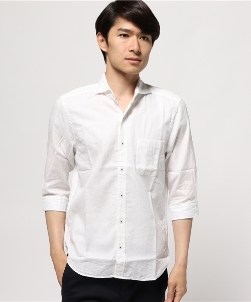 MEN'S BIGI(メンズビギ)の「7分袖シャツ(ペイズリー柄)/JAPAN MADE(日本製)(シャツ/ブラウス・メンズ・ホワイト/ピンク/ブルー・S/L/M)」の2枚目の写真
