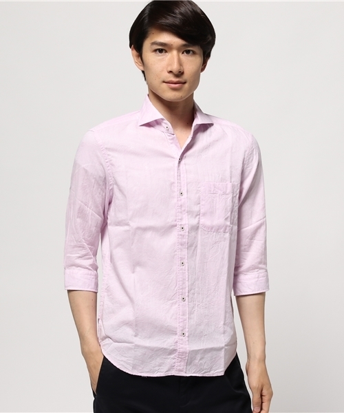 MEN'S BIGI(メンズビギ)の「7分袖シャツ(ペイズリー柄)/JAPAN MADE(日本製)(シャツ/ブラウス・メンズ・ホワイト/ピンク/ブルー・S/L/M)」の3枚目の写真