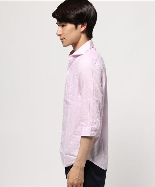 MEN'S BIGI(メンズビギ)の「7分袖シャツ(ペイズリー柄)/JAPAN MADE(日本製)(シャツ/ブラウス・メンズ・ホワイト/ピンク/ブルー・S/L/M)」の4枚目の写真
