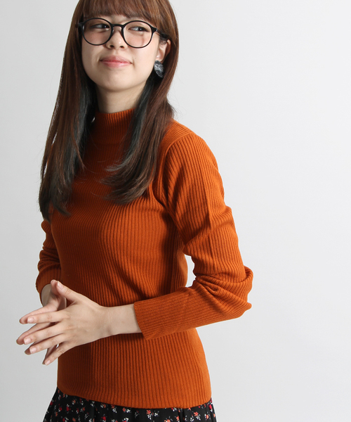 WEGO（ウィゴー）の「WEGO/リブハイネックニット（ニット/セーター・レディース・ピンク/ワイン/その他1/その他2/杢グレー/ダークオレンジ/ダークグリーン/オフホワイト/ブラック・FREE）」の8枚目の写真