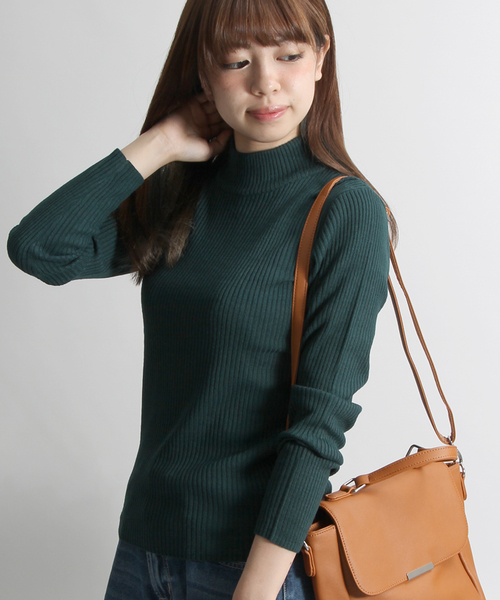 WEGO（ウィゴー）の「WEGO/リブハイネックニット（ニット/セーター・レディース・ピンク/ワイン/その他1/その他2/杢グレー/ダークオレンジ/ダークグリーン/オフホワイト/ブラック・FREE）」の5枚目の写真