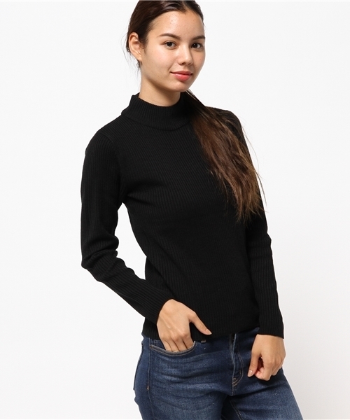 WEGO（ウィゴー）の「WEGO/リブハイネックニット（ニット/セーター・レディース・ピンク/ワイン/その他1/その他2/杢グレー/ダークオレンジ/ダークグリーン/オフホワイト/ブラック・FREE）」の3枚目の写真