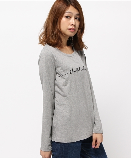 VICKY(ビッキー)の「刺繍ロゴ長袖ロングTシャツ(Tシャツ/カットソー・レディース・オフホワイト/ブラック/ライトグレー・M)」の17枚目の写真