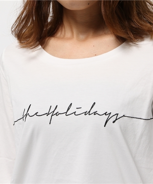 VICKY(ビッキー)の「刺繍ロゴ長袖ロングTシャツ(Tシャツ/カットソー・レディース・オフホワイト/ブラック/ライトグレー・M)」の7枚目の写真