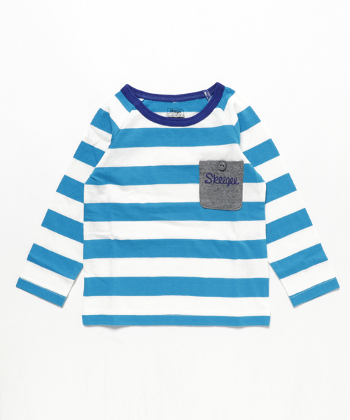 skeegee（スキージー）の「ポケット付きボーダー長袖Tシャツ（Tシャツ/カットソー・キッズ・イエロー/コバルトブルー/ブルー/ブラック・120cm/90cm/100cm/130cm/110cm）」の4枚目の写真